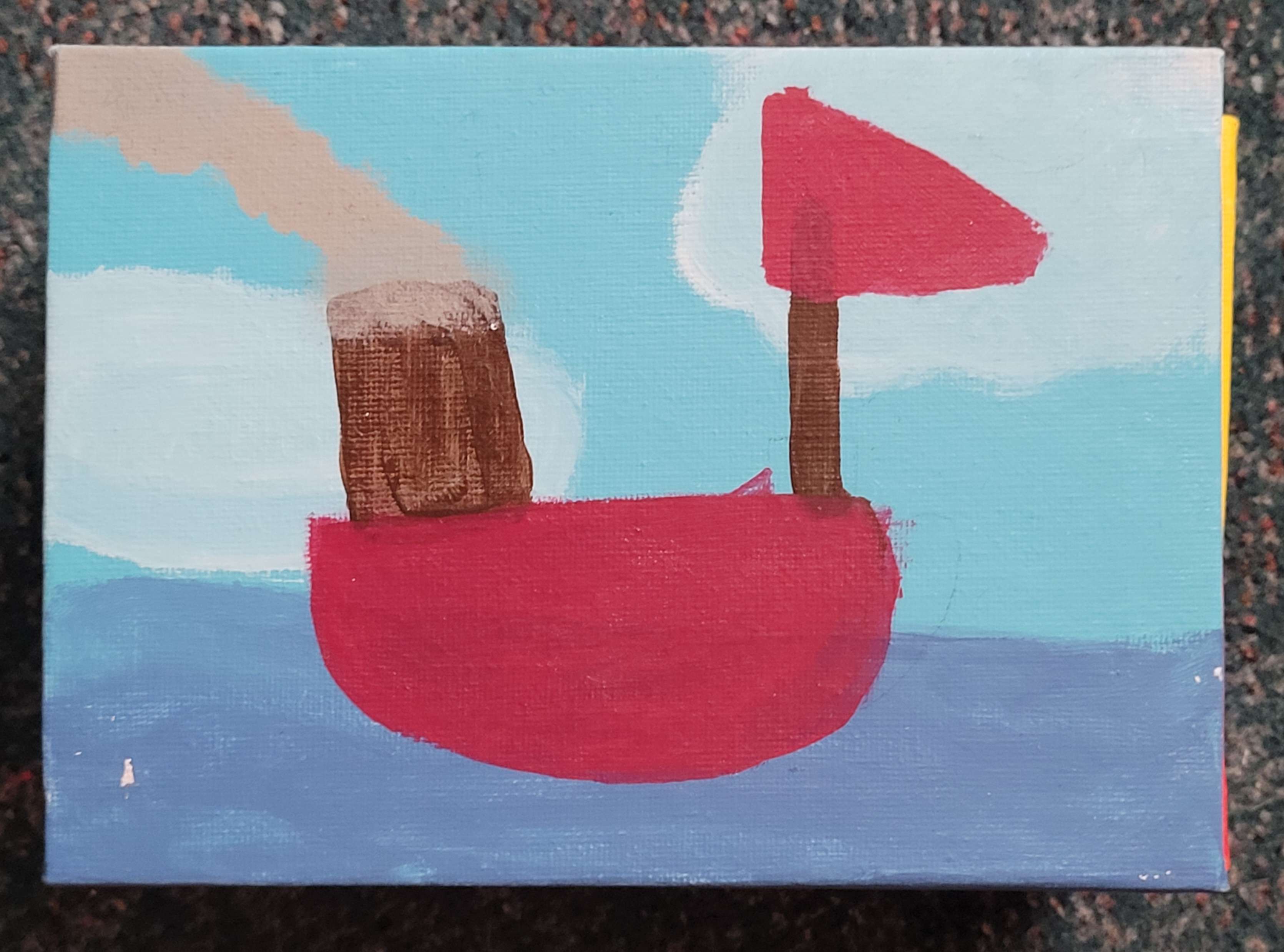 Acrylic painting of a simple boat