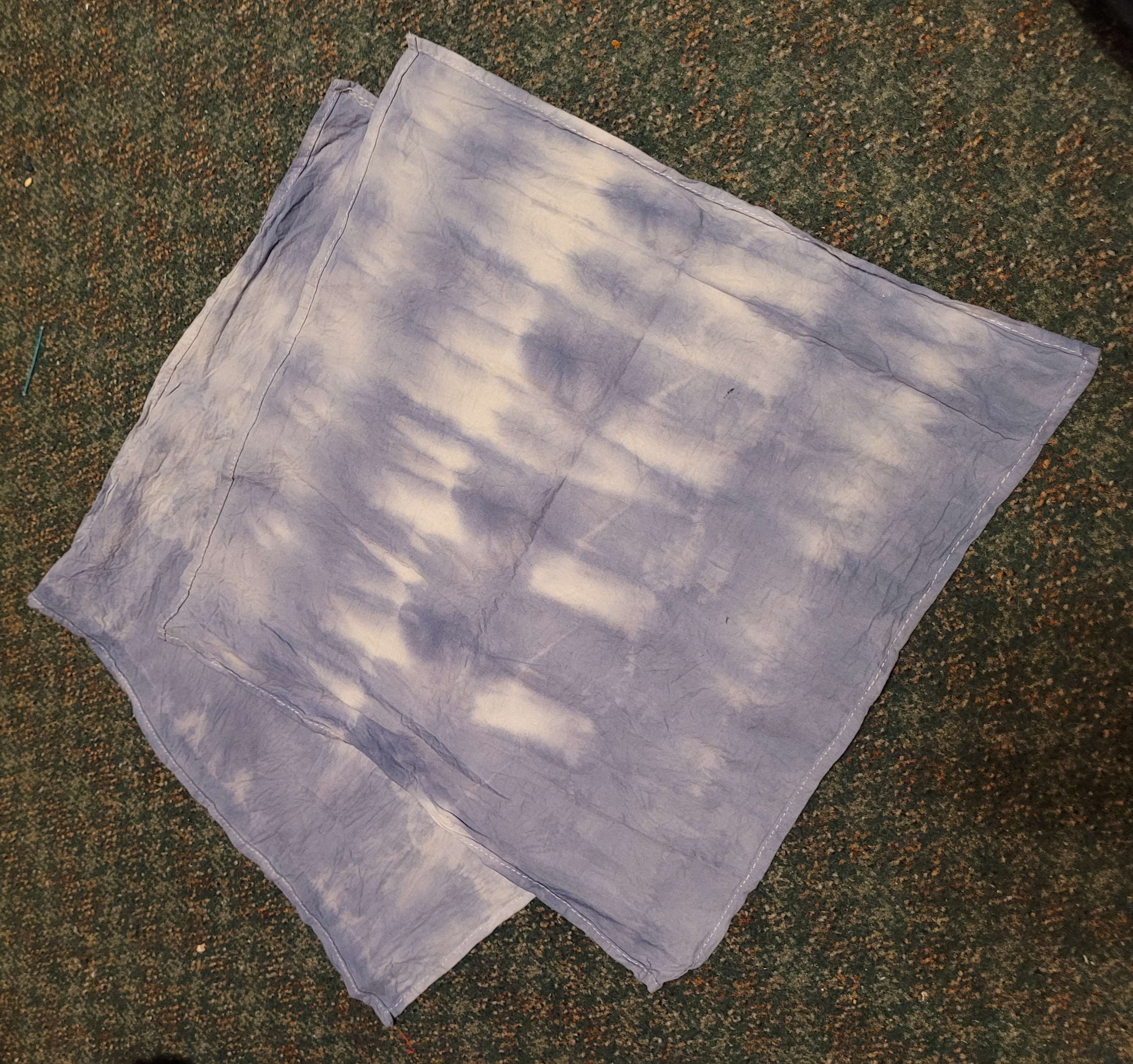 Two indigo-dyed bandanas