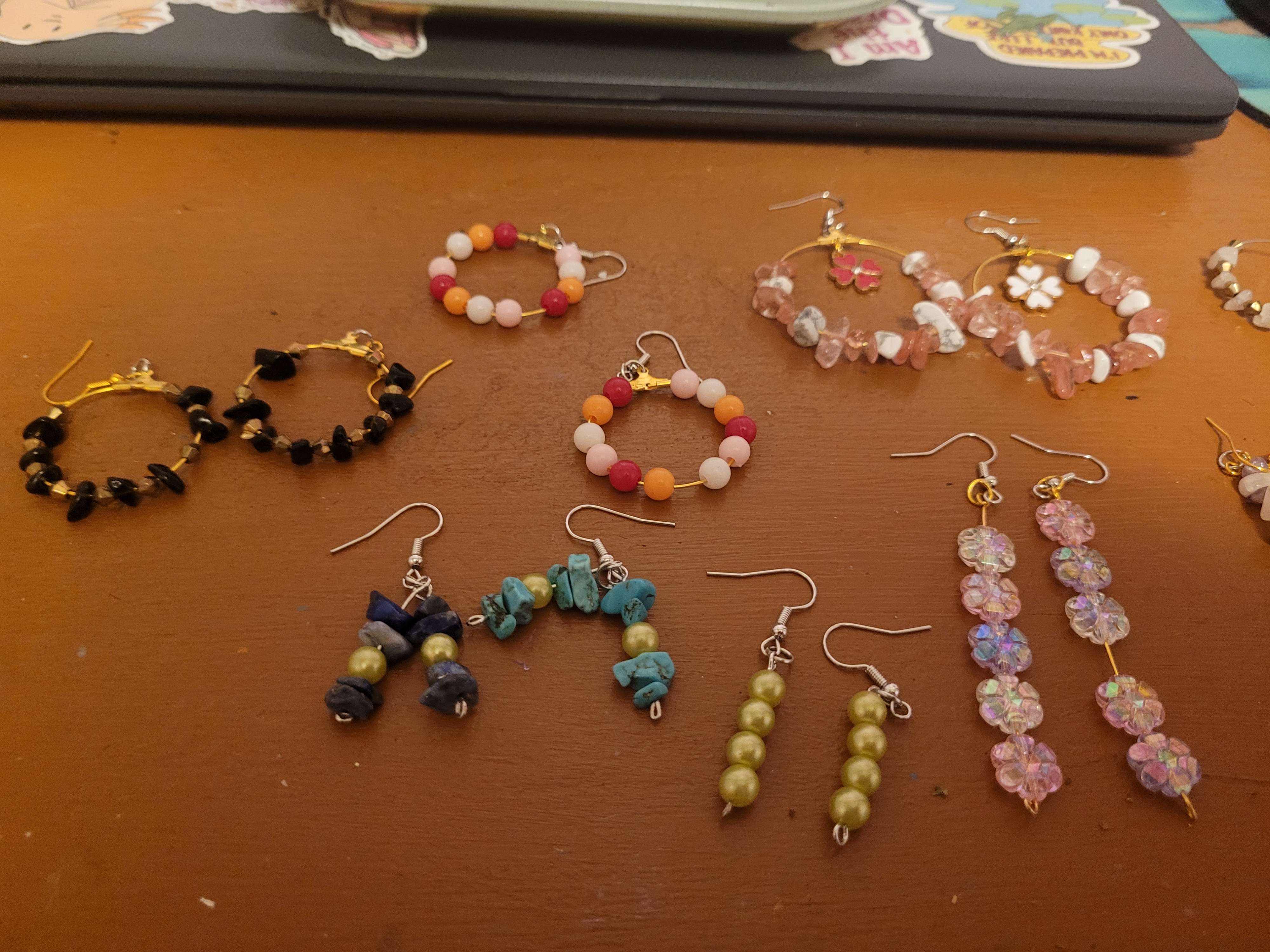 Earrings on a table