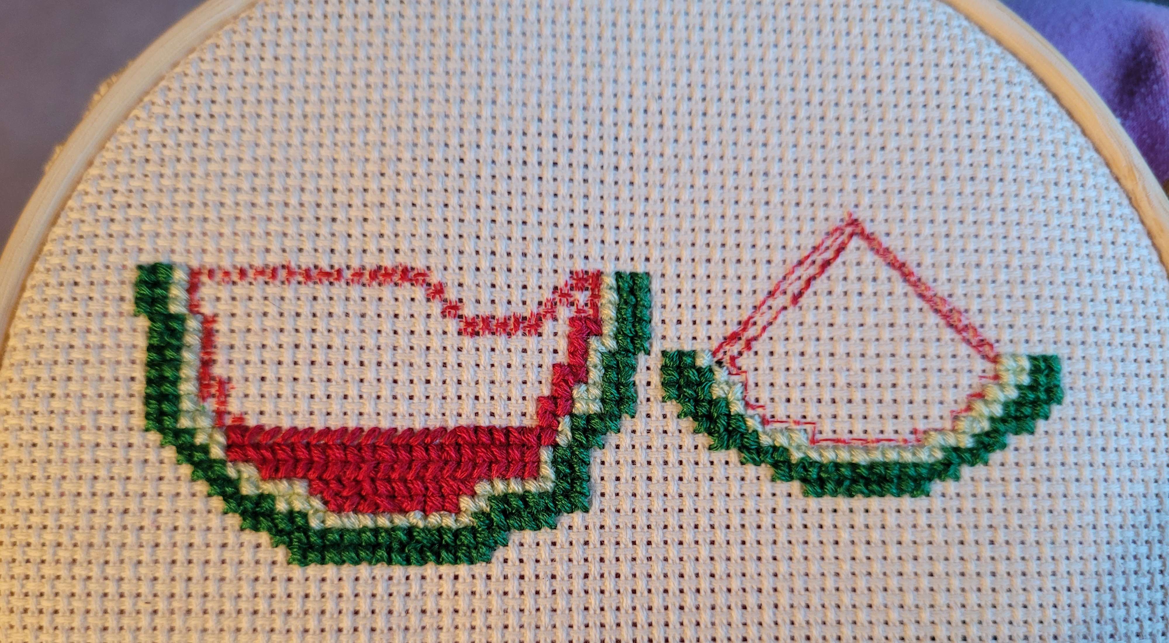 Cross stitch watermelon slices